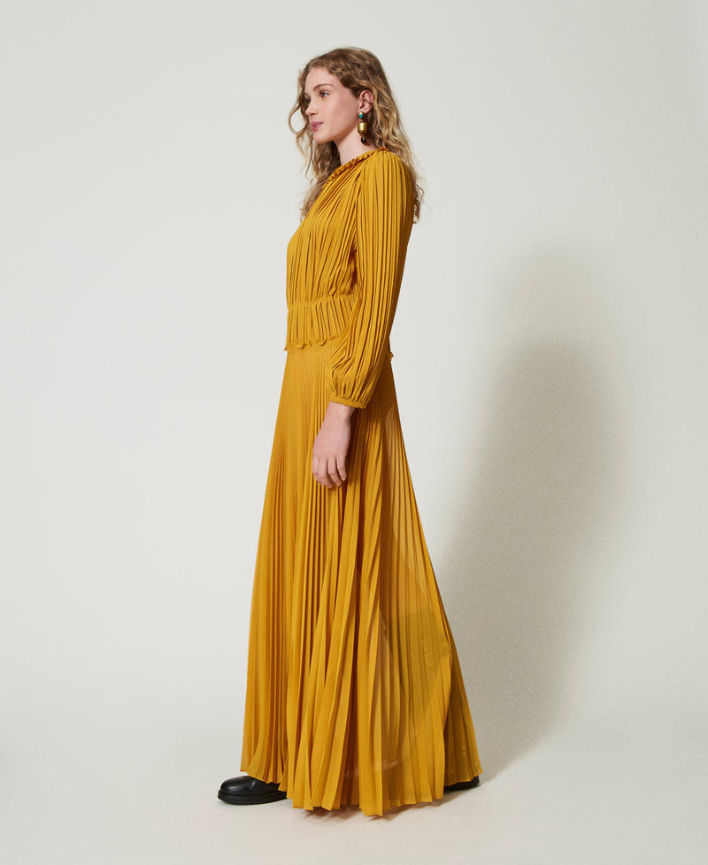 Long pleated georgette dress