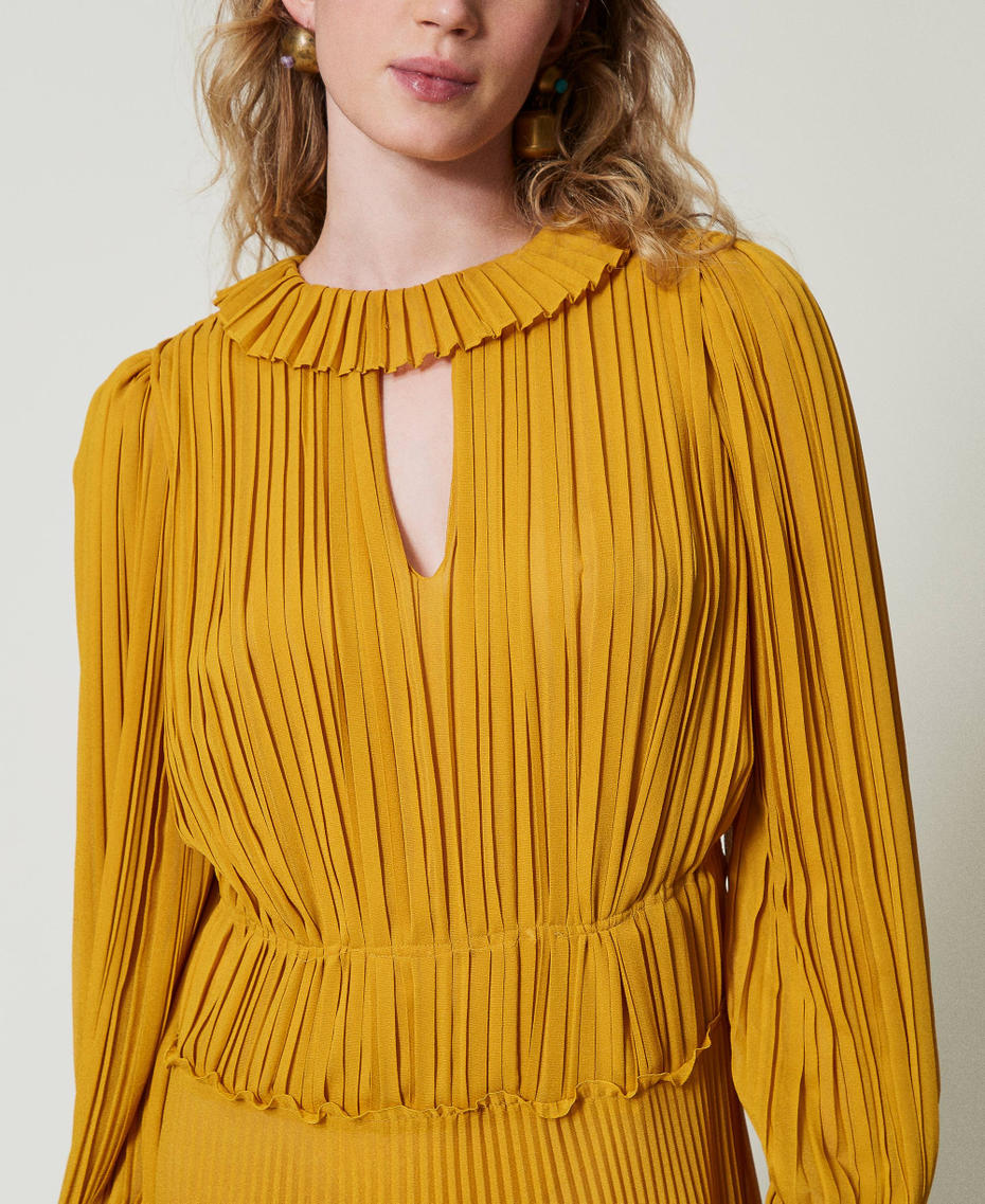 Long pleated georgette dress