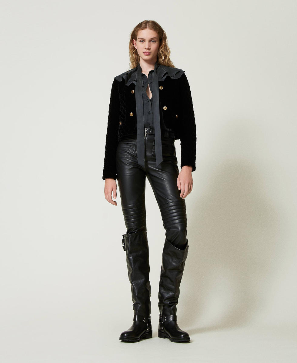 Black biker trousers discount