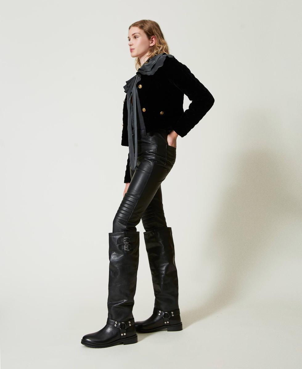 Pantaloni biker Fairfax in pelle Donna Nero TWINSET Milano