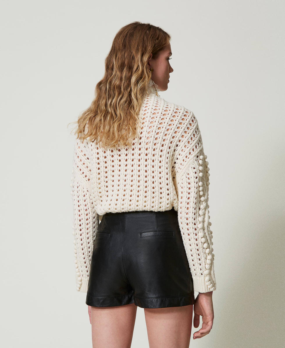 Leather 'Fairfax' shorts with zip Woman, Black | TWINSET Milano