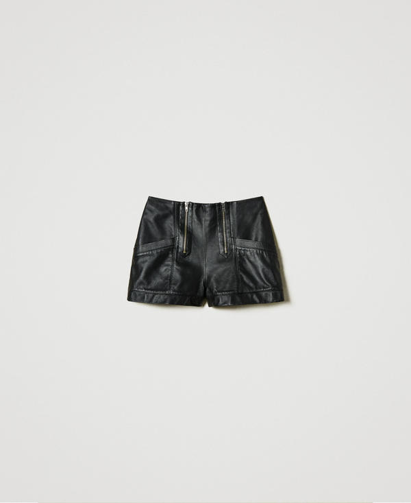 Shorts &bdquo;Fairfax&ldquo; aus Leder mit Rei&szlig;verschl&uuml;ssen