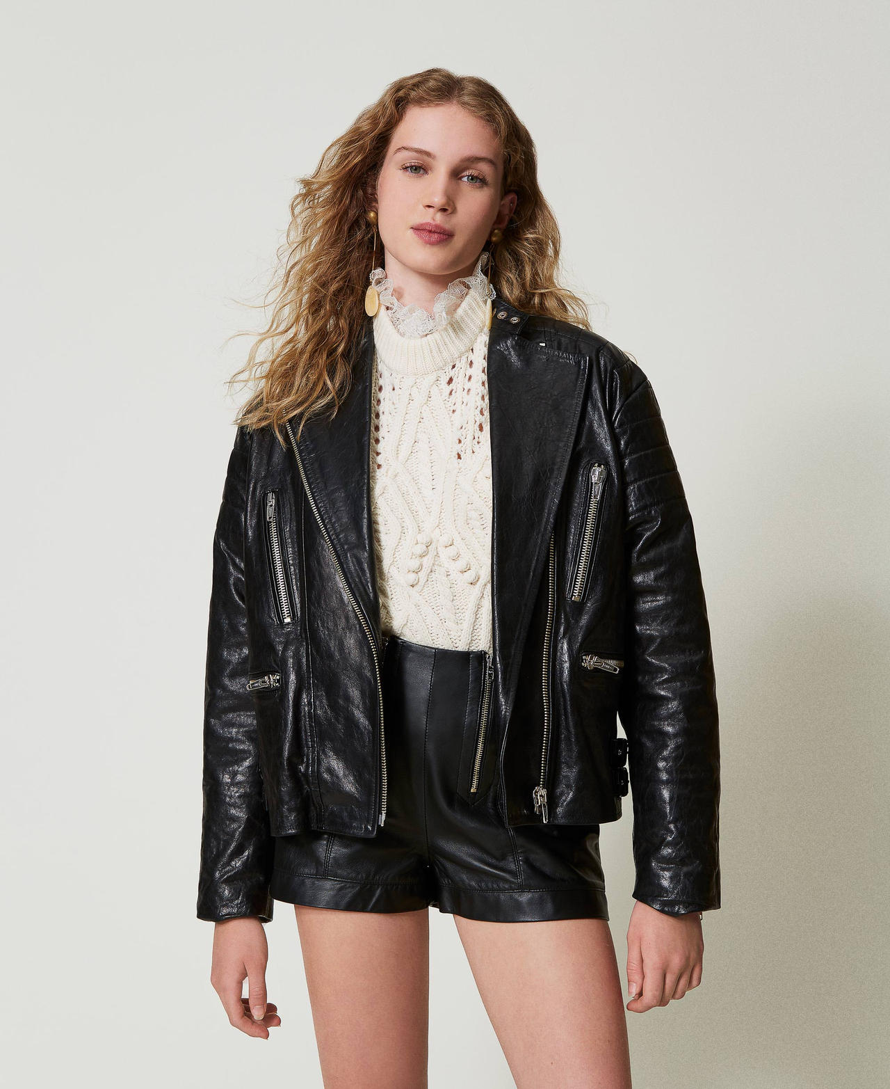 Leather 'Fairfax' biker jacket Black Woman 242TS2223_00006_02