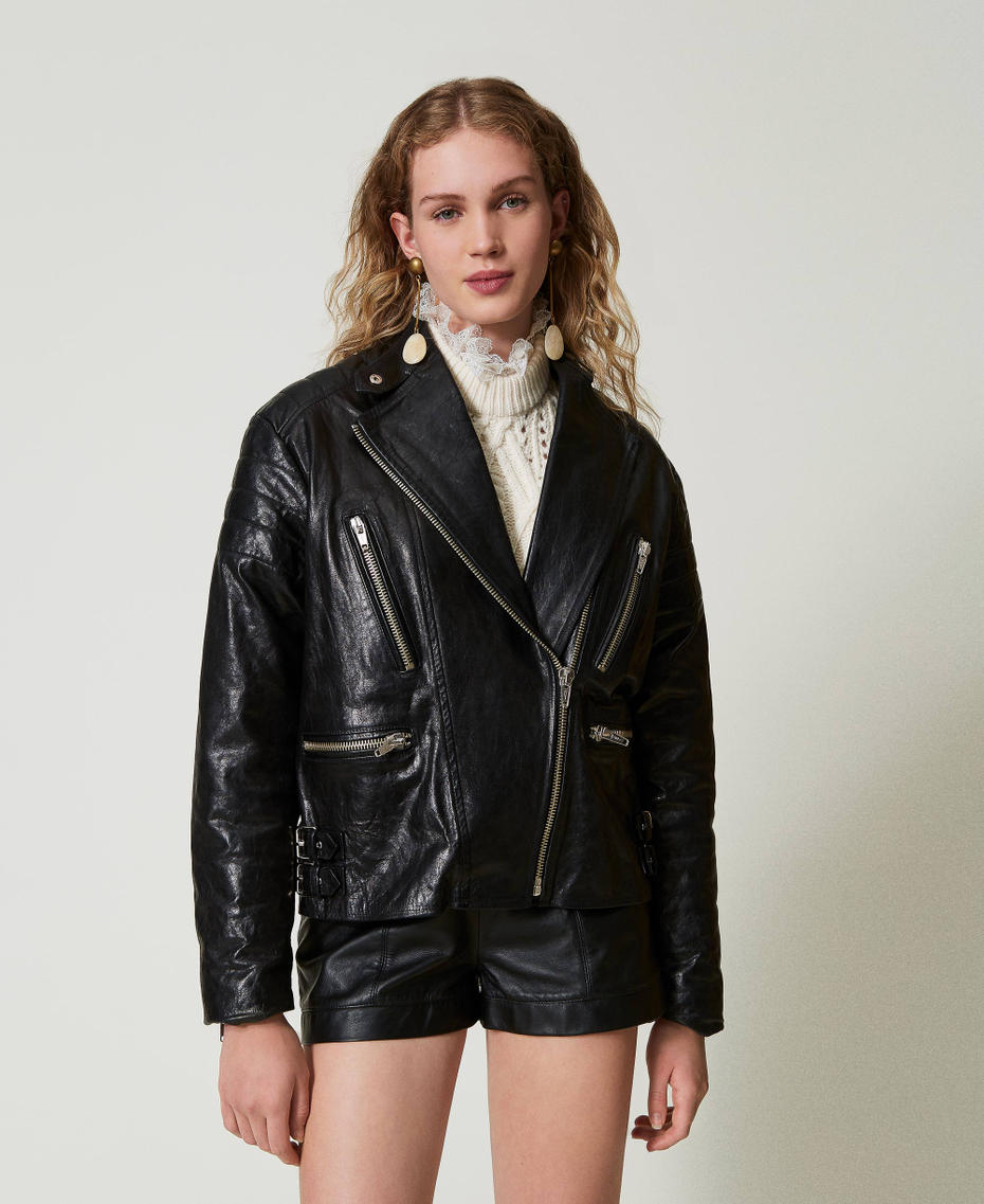 Leather 'Fairfax' biker jacket Black Woman 242TS2223_00006_05