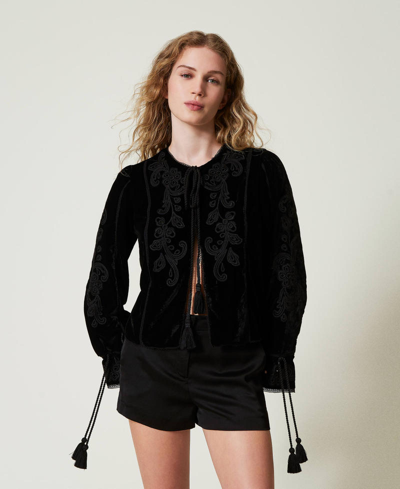 Velvet jacket with embroidery