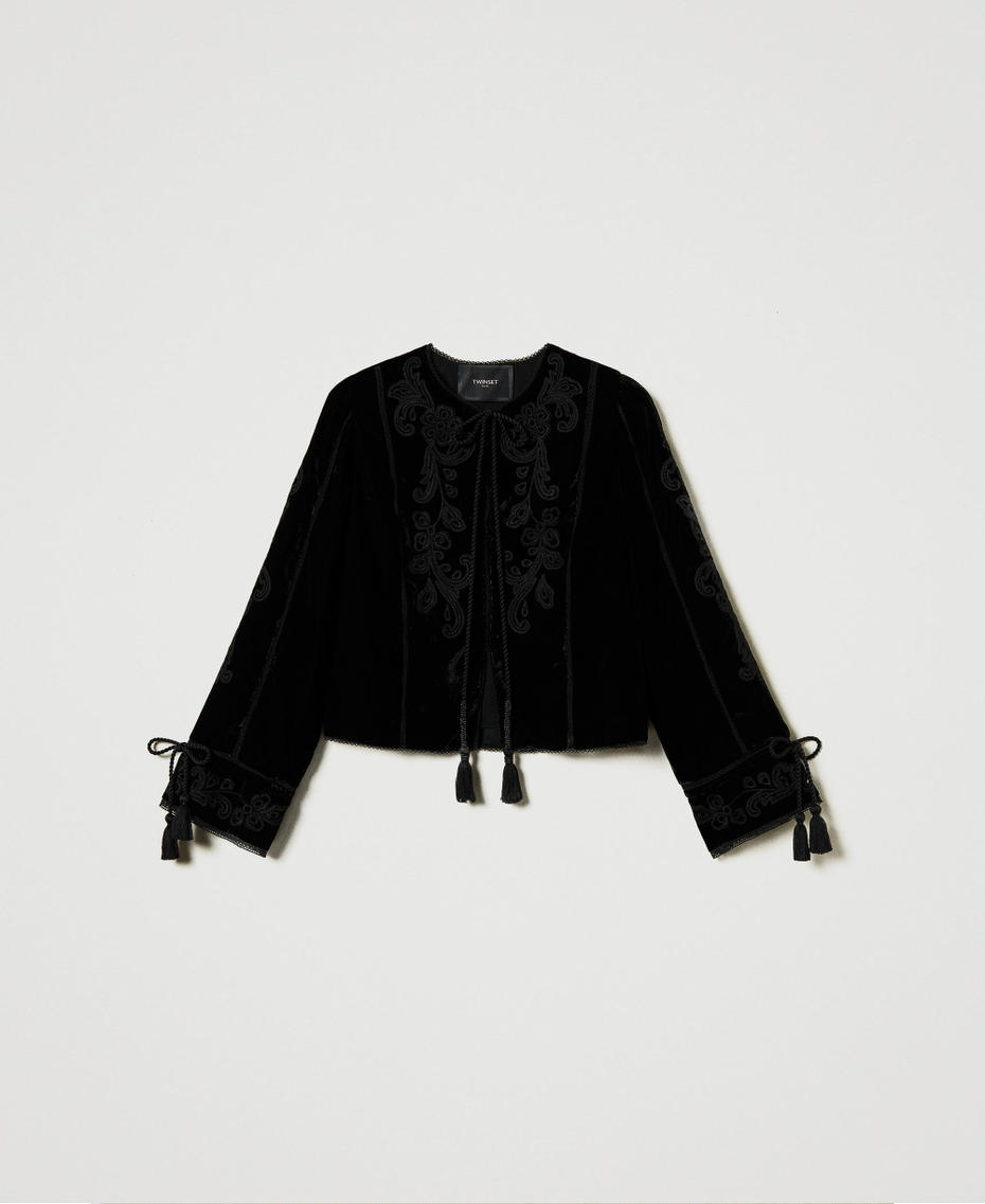 Velvet jacket with embroidery