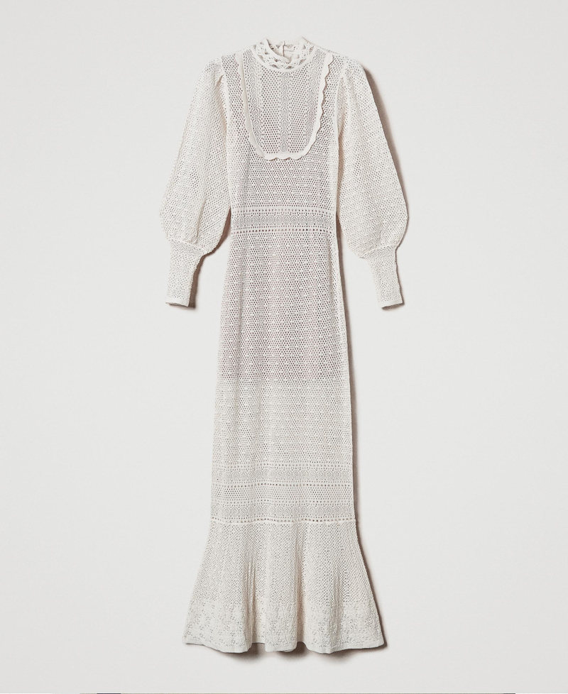 'Lara' long lace stitch knit dress White Snow Woman 242TS3040_00282_0S