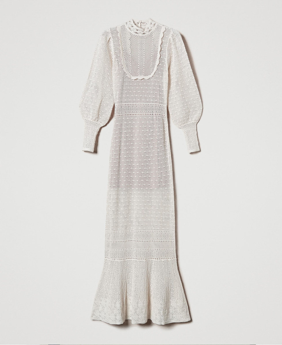 stitch knit dress Ivory Lace-Stitch Knit Dress SML / Ivory