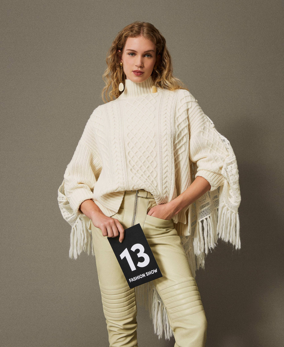 Maxi pull en laine m&eacute;lang&eacute;e avec &eacute;tole