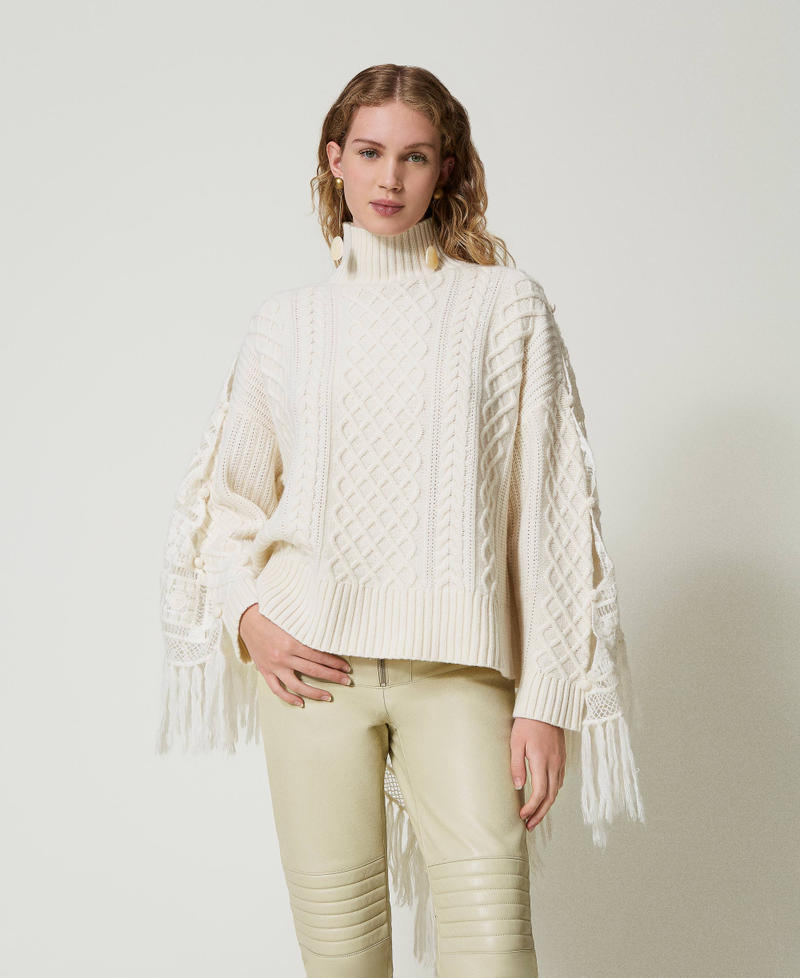 Maxi pull en laine m&eacute;lang&eacute;e avec &eacute;tole