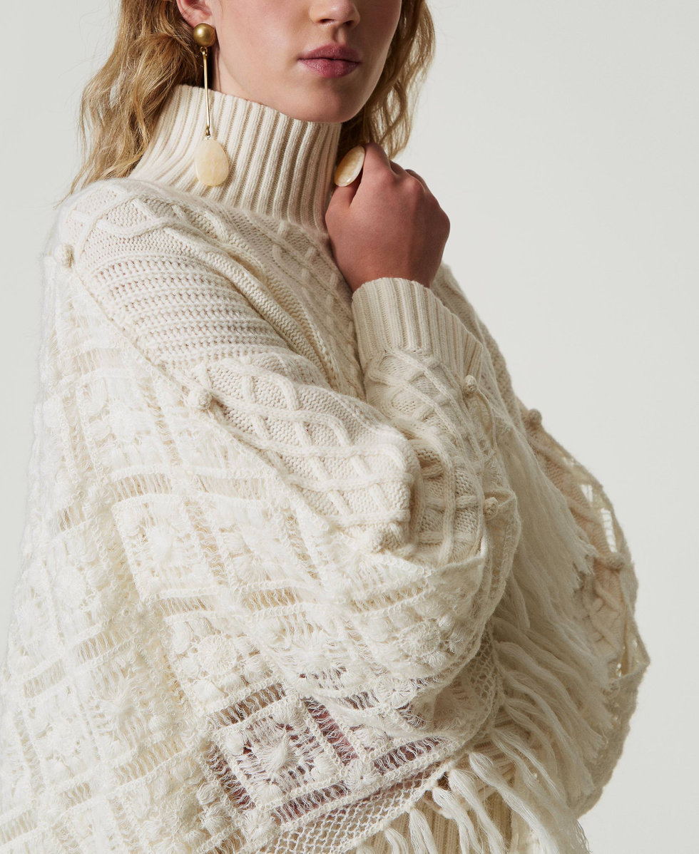 Wool blend maxi jumper with stole