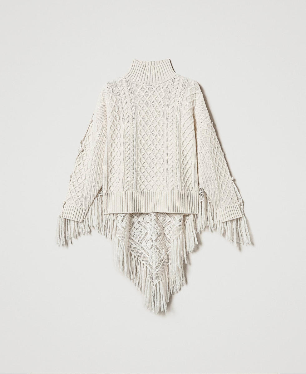 Wool blend maxi jumper with stole
