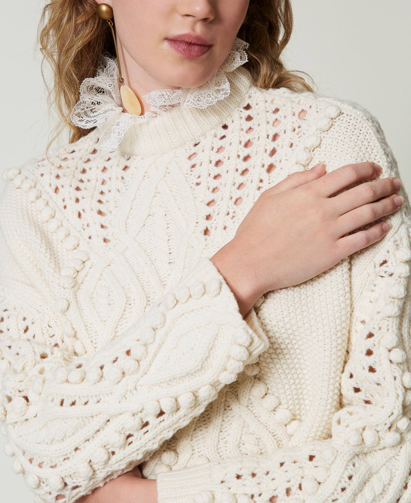 Wool blend mixed stitch jumper