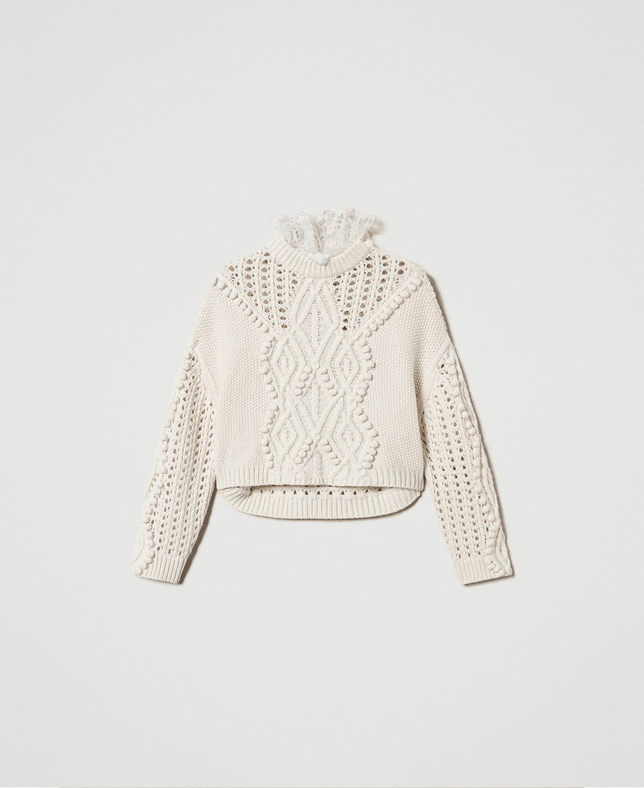 Wool blend mixed stitch jumper