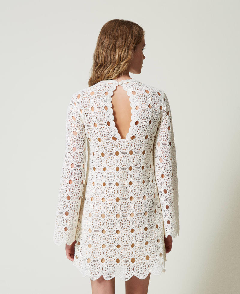 ワンピース LE TWINS SS24 'Cervia' dress (CERVIALUNGO CICLAMINO) Short crochet dress Woman, White | TWINSET Milano