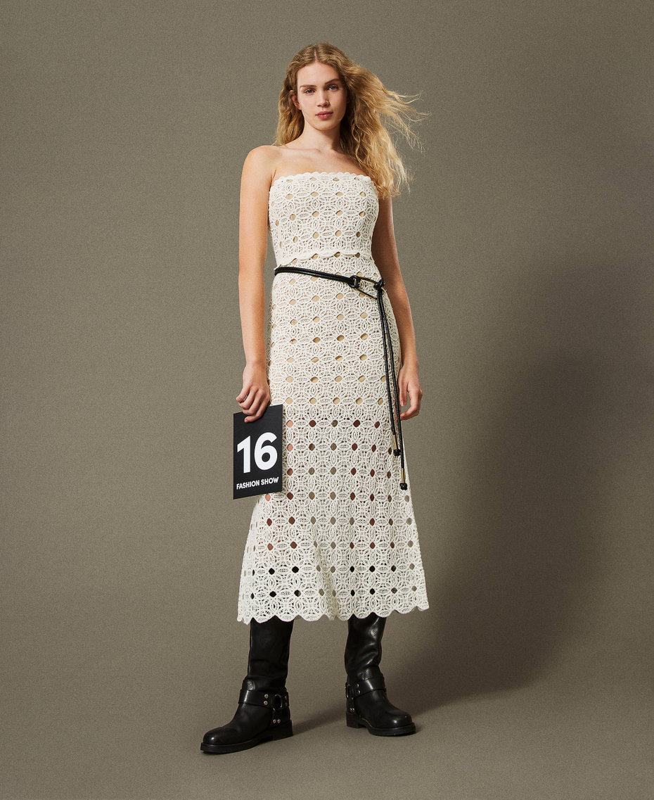 Long crochet bustier dress