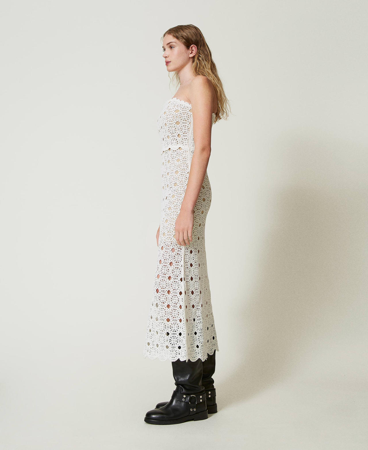 Long crochet bustier dress