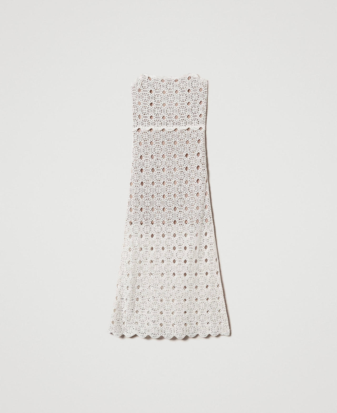 Scee by twin set Abito lungo bustier in maglia crochet
