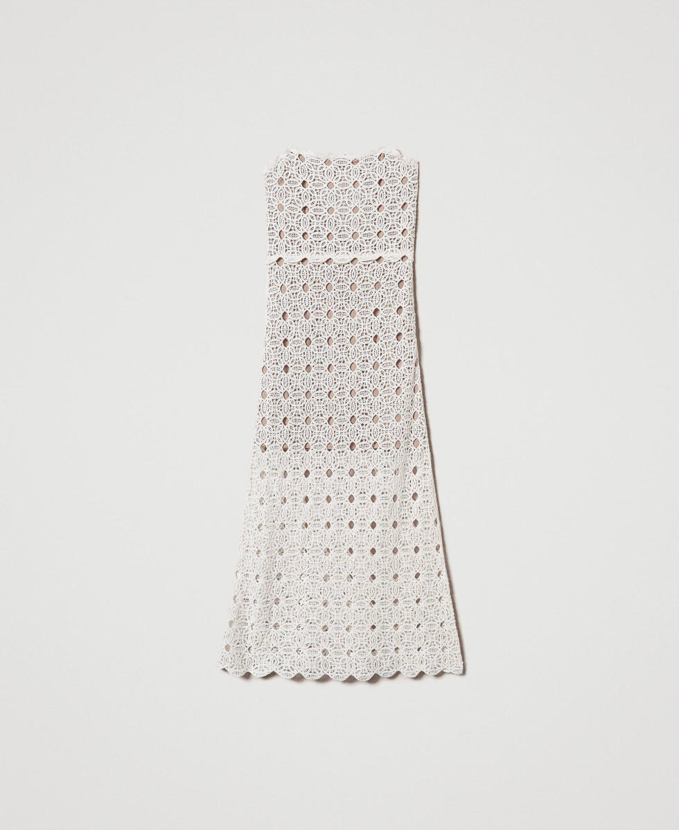 Long crochet bustier dress White Snow Woman 242TS3103_00282_S0