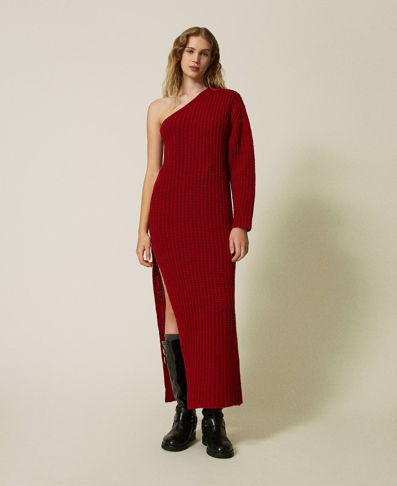 'Alice' long knit dress Venetian Red Woman 242TS3120_00740_02