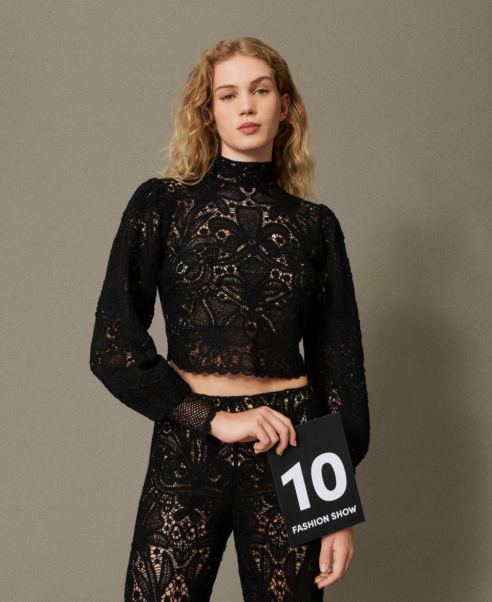 Twin Set Maglia boxy in crochet a fiori