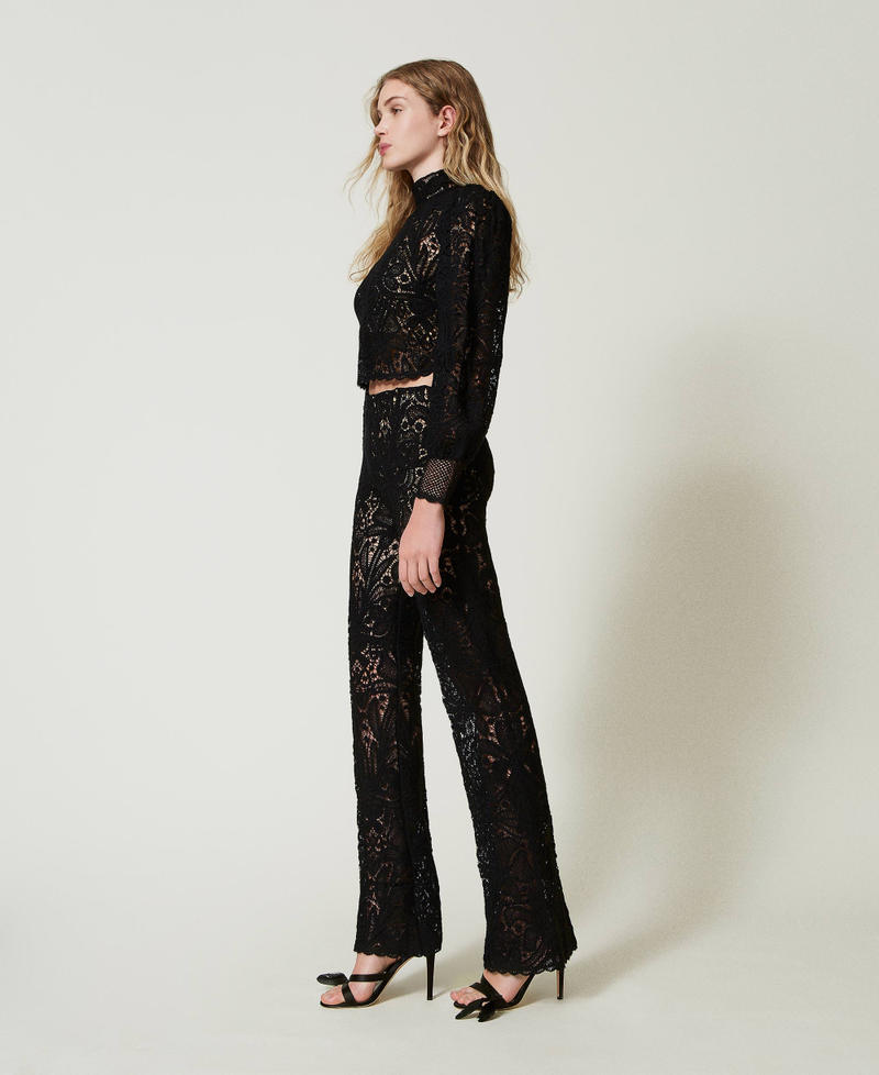 Floral crochet trousers