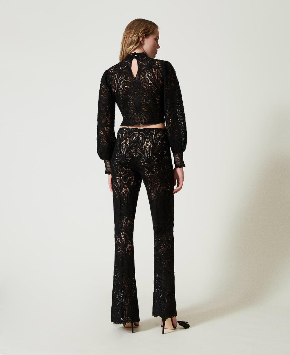 Floral crochet trousers