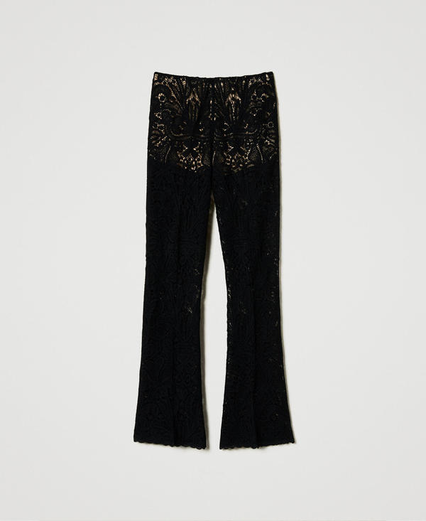 Pantaloni in maglia crochet a fiori