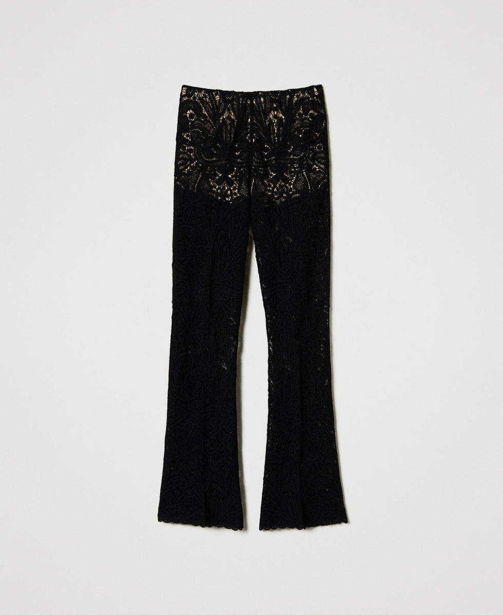 Floral crochet trousers