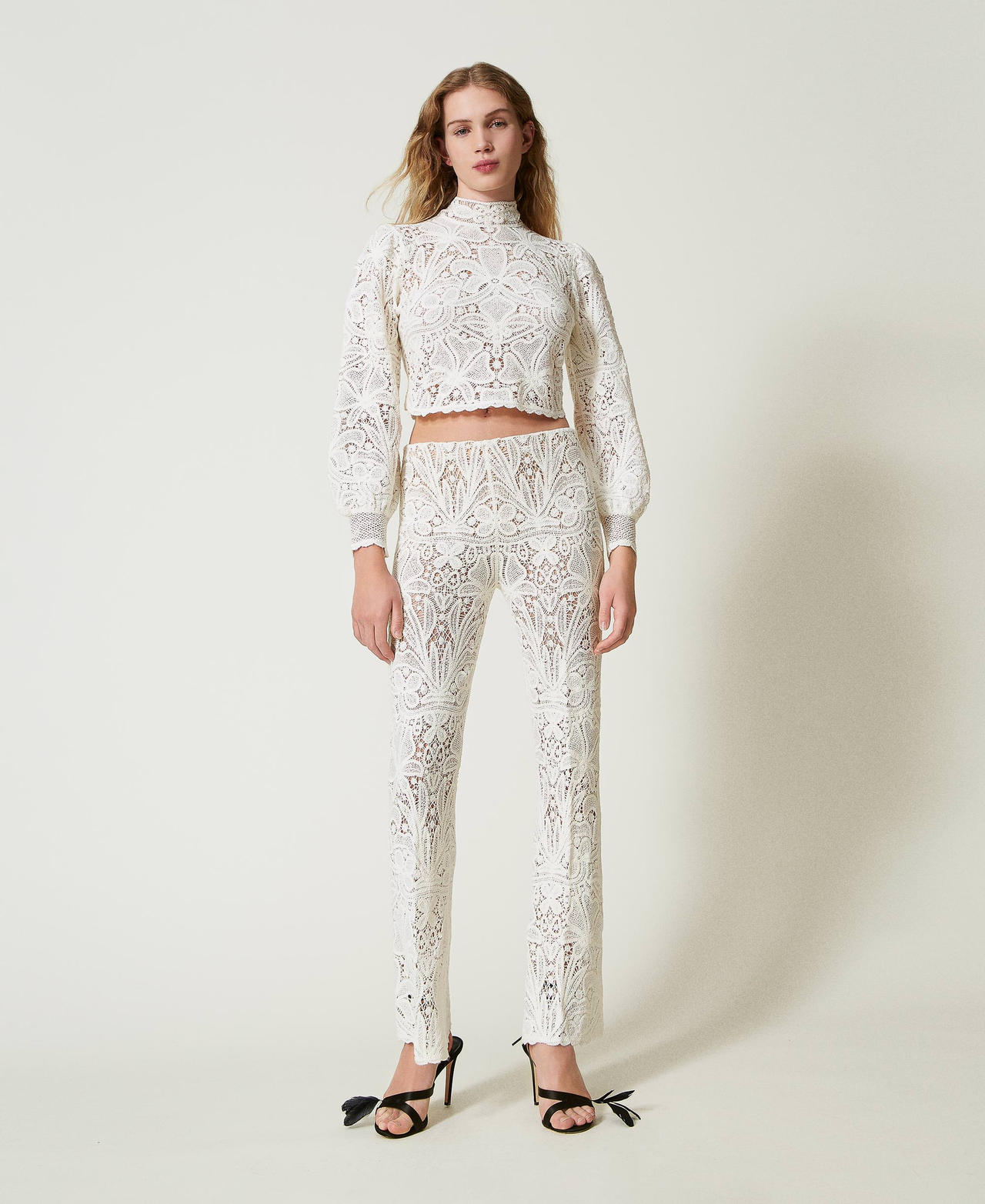 Floral crochet trousers White Snow Woman 242TS3143_00282_02