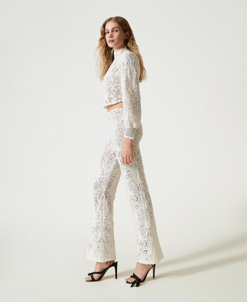 Floral crochet trousers White Snow Woman 242TS3143_00282_03