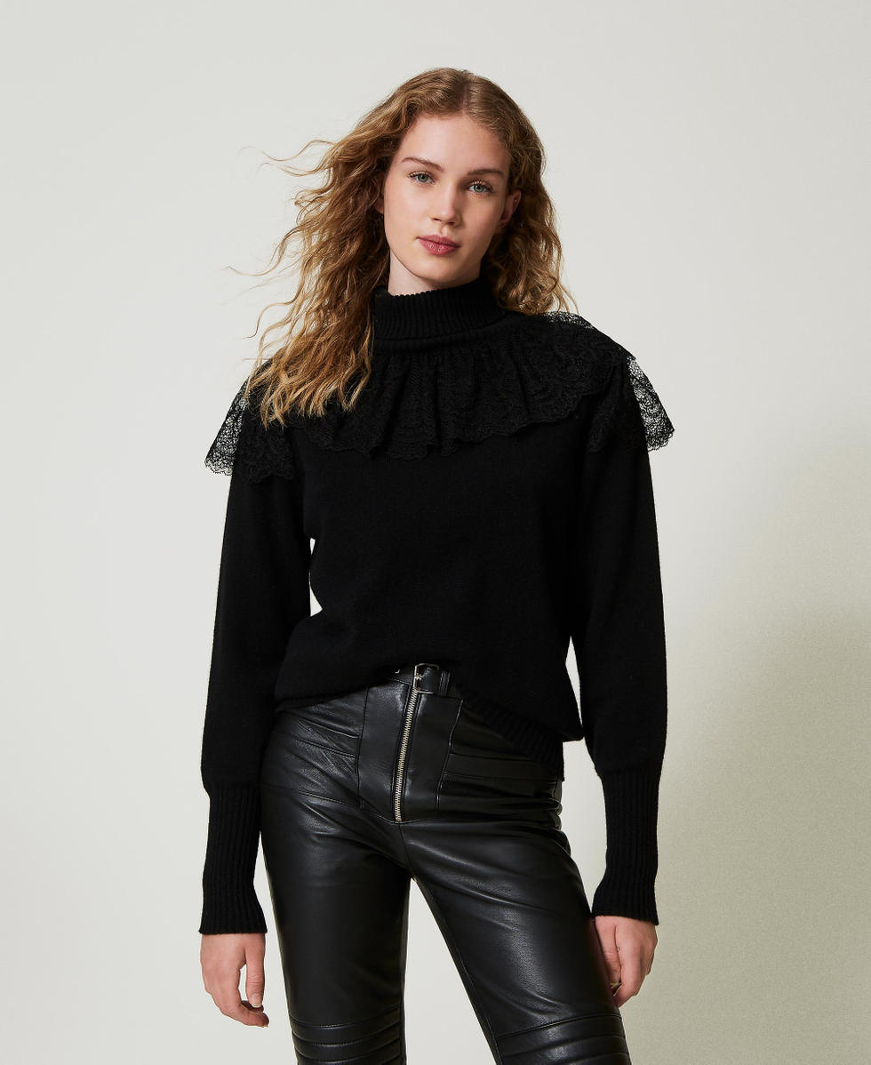 Pull col roul&eacute; en laine et cachemire