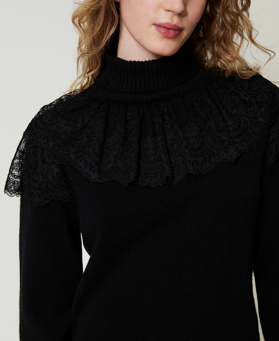 Pull col roul&eacute; en laine et cachemire