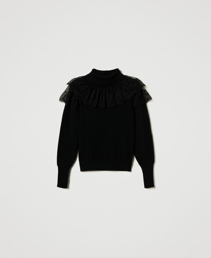 Pull col roul&eacute; en laine et cachemire