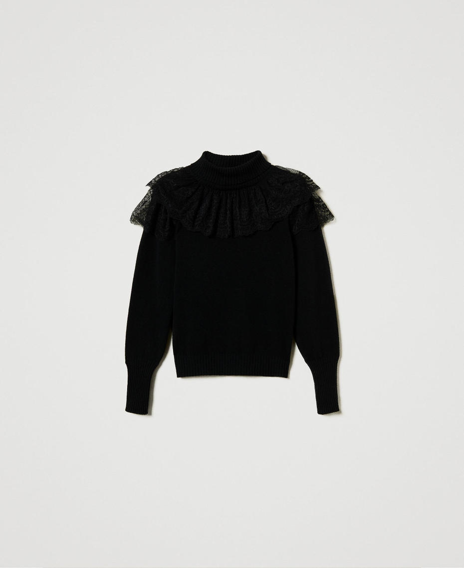 Pull col roul&eacute; en laine et cachemire