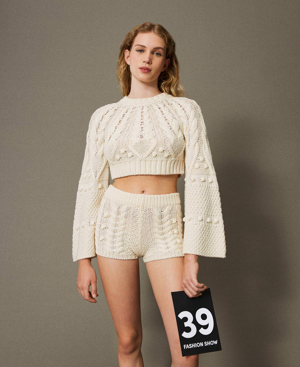 Cropped-Pullover aus Wolle