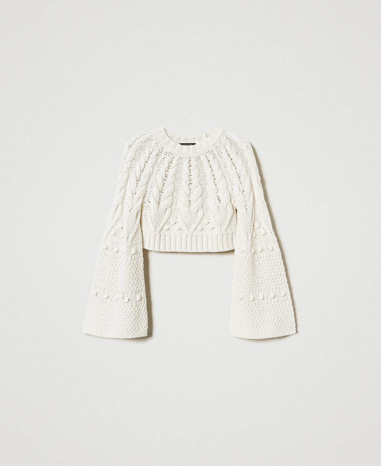 Wool cropped jumper White Snow Woman 242TS3233_00282_0S