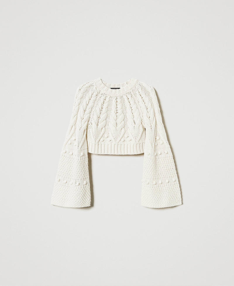 Wool cropped jumper White Snow Woman 242TS3233_00282_0S