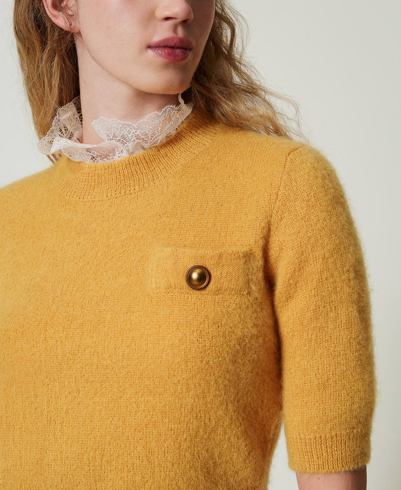 'Charlotte' mohair blend jumper with lace Ochre Yellow Woman 242TS3270_12081_05