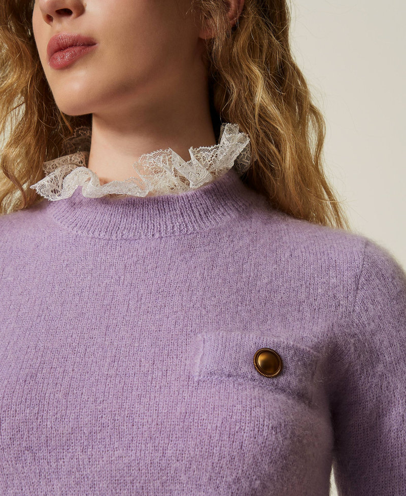 'Charlotte' mohair blend jumper with lace Light Cold Lavender Woman 242TS3270_12096_05