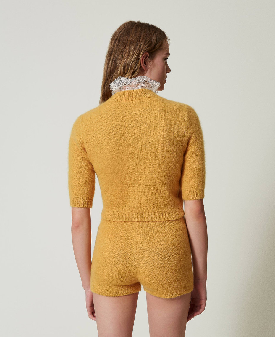 'Emily' mohair blend knit shorts Ochre Yellow Woman 242TS3271_12081_04