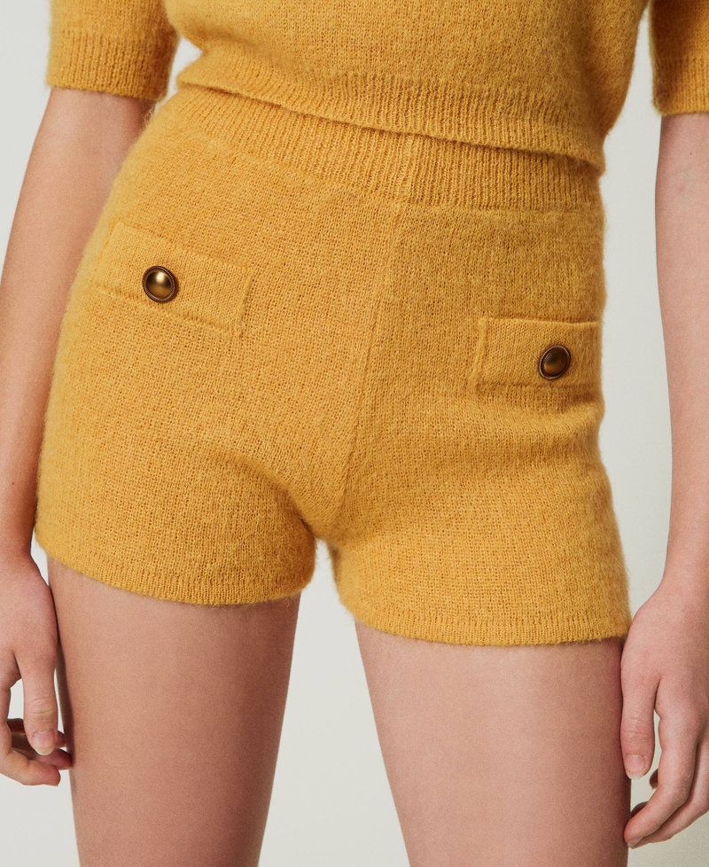 'Emily' mohair blend knit shorts Ochre Yellow Woman 242TS3271_12081_05