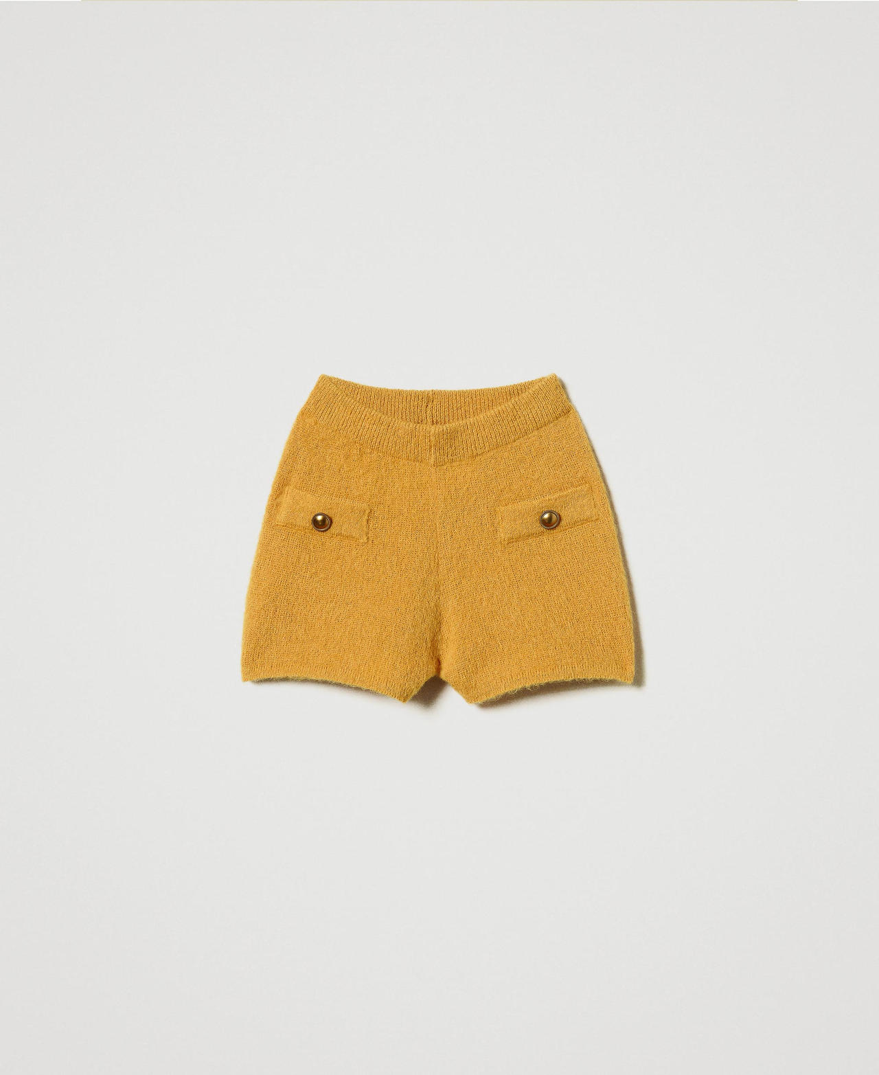 'Emily' mohair blend knit shorts Ochre Yellow Woman 242TS3271_12081_0S