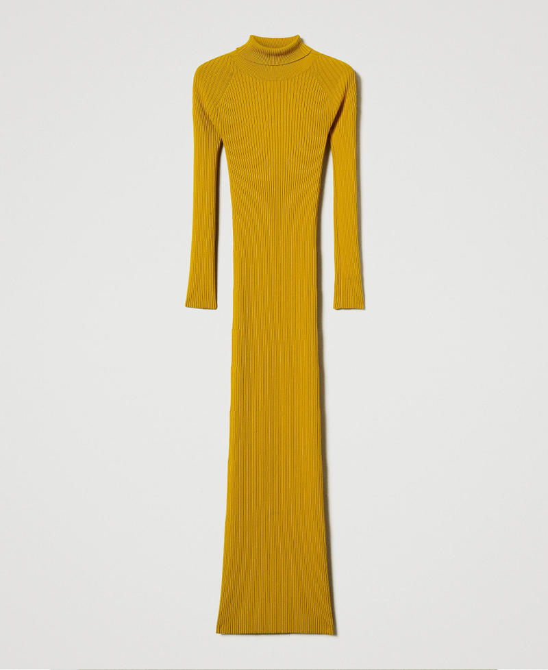 Long knit dress with cut-out Ochre Yellow Woman 242TS3280_12081_0S