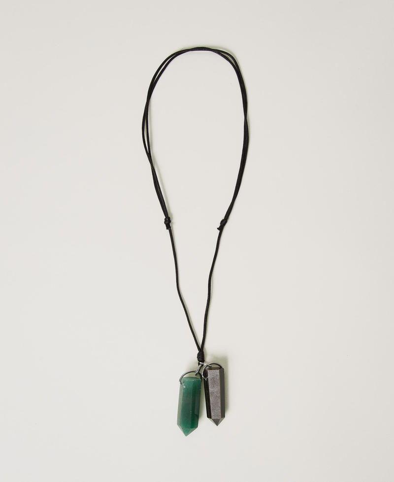 Adjustable necklace with pendant stones Monstera Green Woman 242TS501A_11953_S0