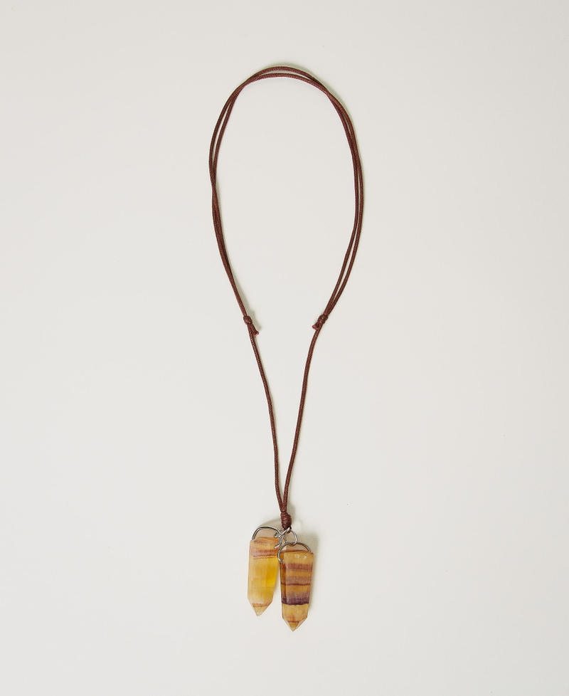 Adjustable necklace with pendant stones Ochre Yellow Woman 242TS501A_12081_0S