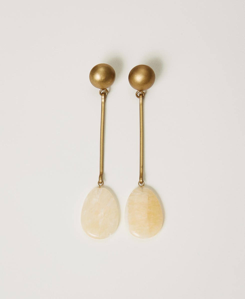 Metal earring with stone Ochre Yellow Woman 242TS502C_12081_S0
