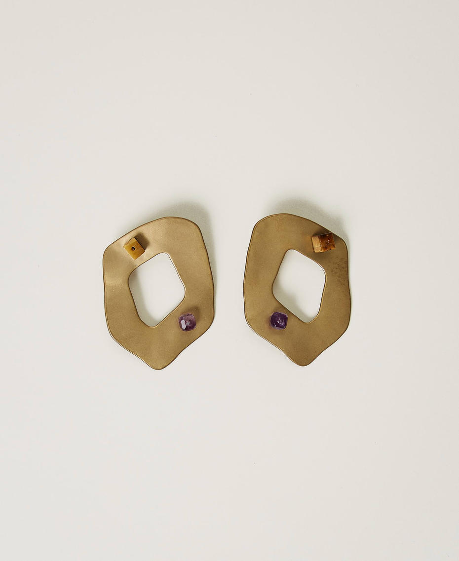Metal oval earring Coffee Chocolate Woman 242TS502H_11946_S0