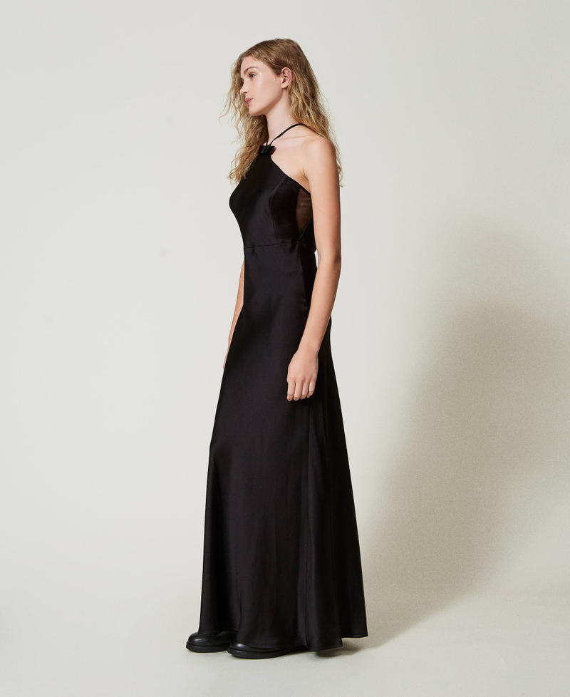 Long satin halter dress