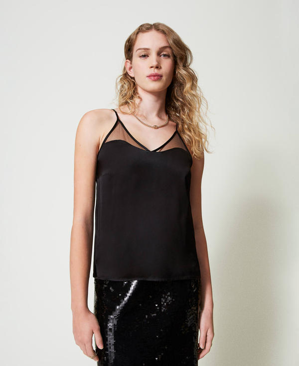 Satin and tulle top